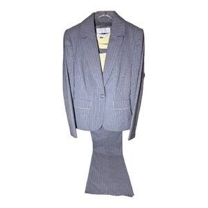 Women’s Petite Gray Pinstripe Suit